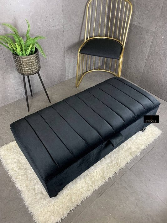 Black Ottoman Bench Coffee Table For Living Room | Footstool Storage Bench Seat