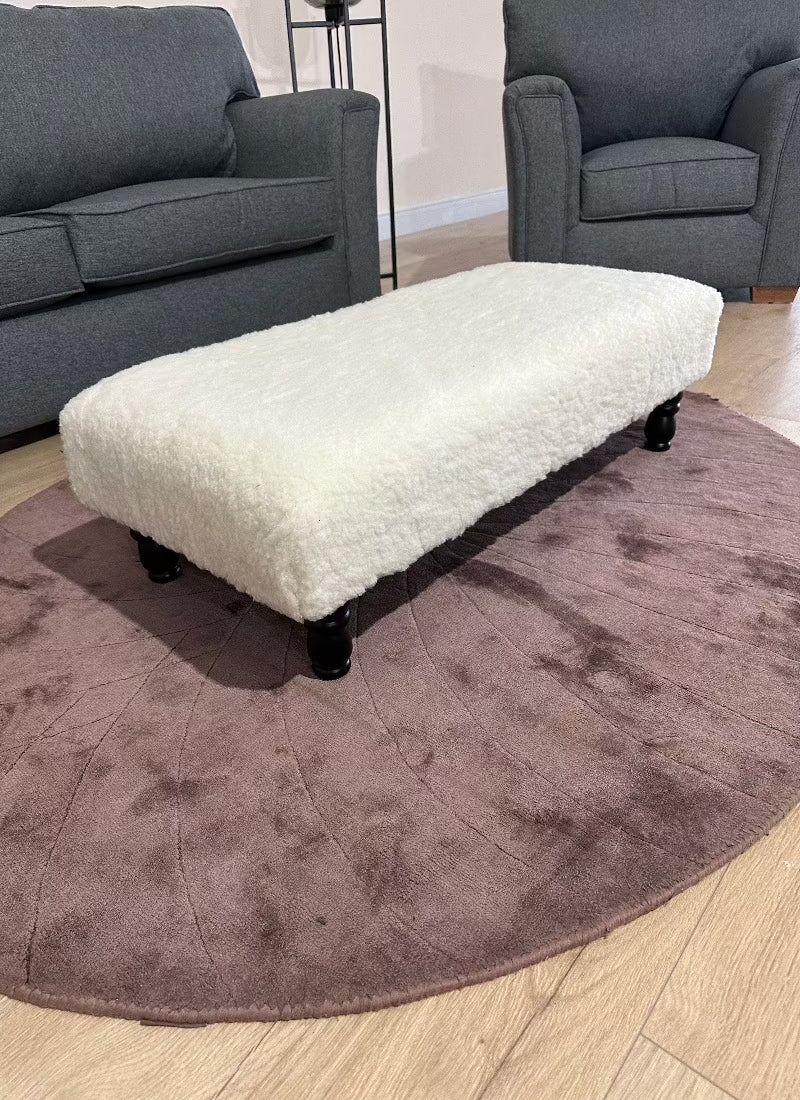 cuddle fabric off white footstool
