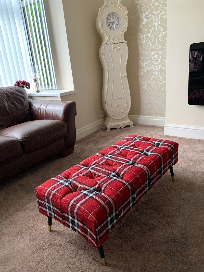 Buy Large Red Black Tartan Ottoman Storage Online at iStools