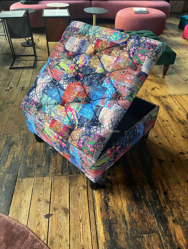 PREMIUM Demask multicolour Square non Storage footstool