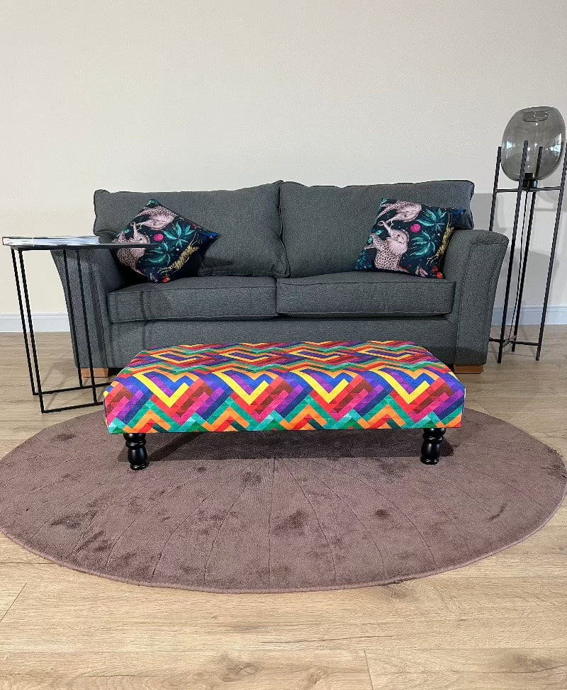 Multi colour trem Handmade footstool