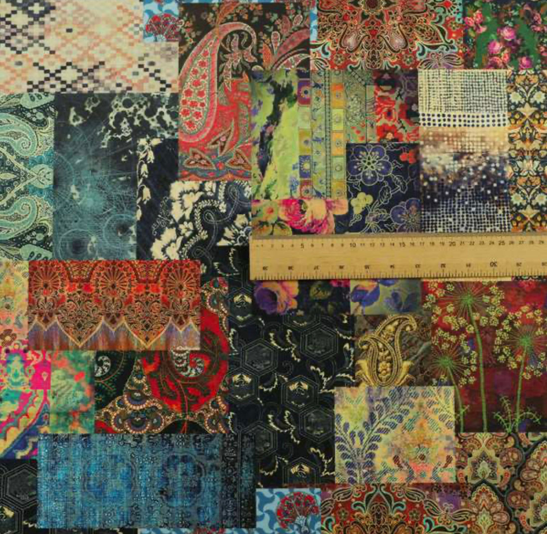 PREMIUM Ottoman storage square Demask multicolour