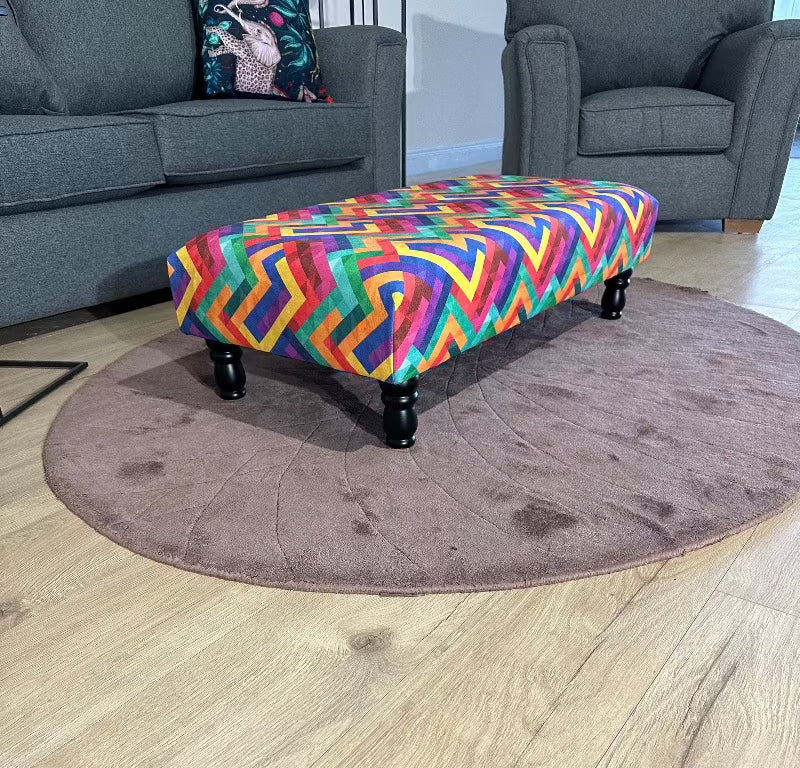 Multi colour trem Ottoman footstool