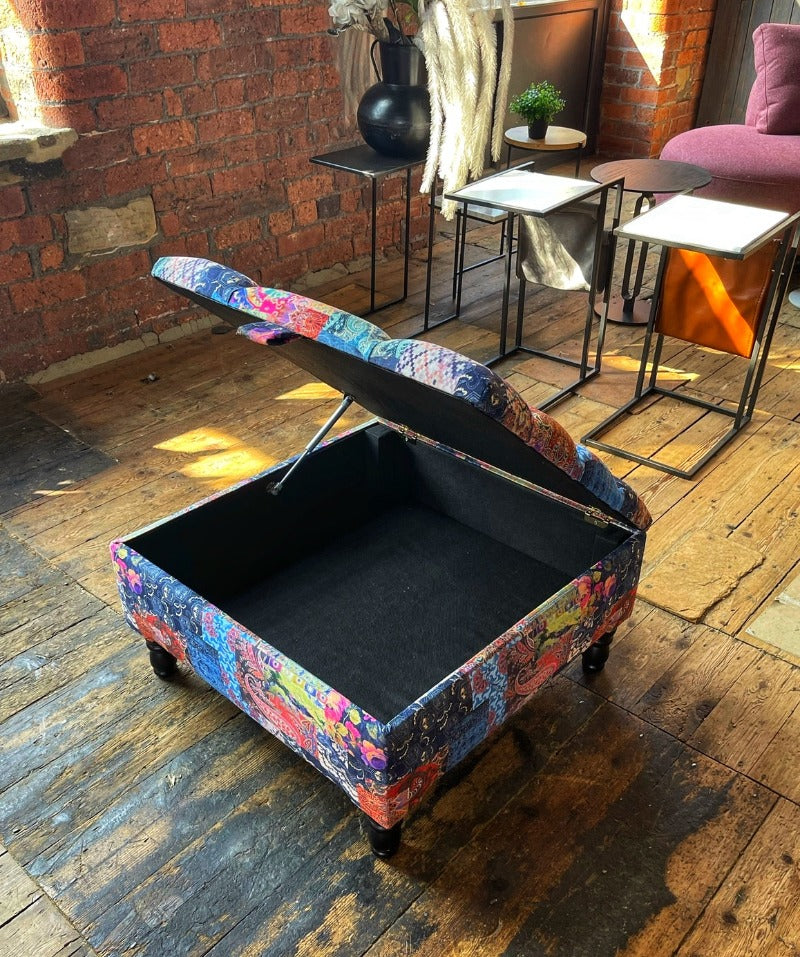 PREMIUM Demask multicolour Square non Storage footstool