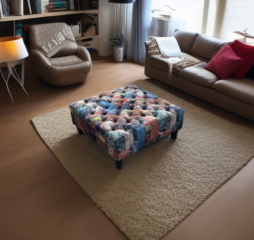 PREMIUM Demask multicolour Square non Storage footstool