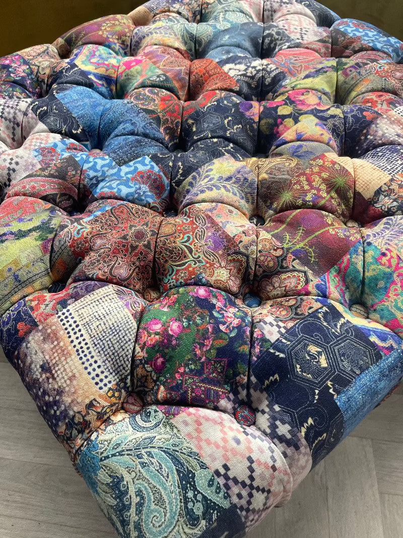 PREMIUM Demask multicolour Square non Storage footstool
