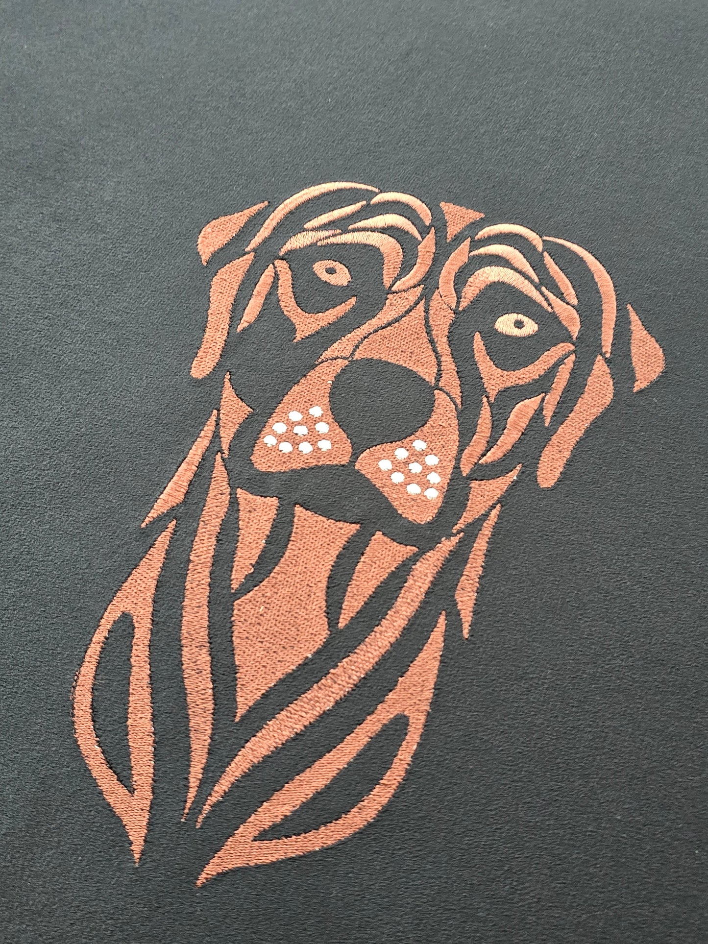Square Labrador premium embroidered black velvet soft luxurious storage coffee table