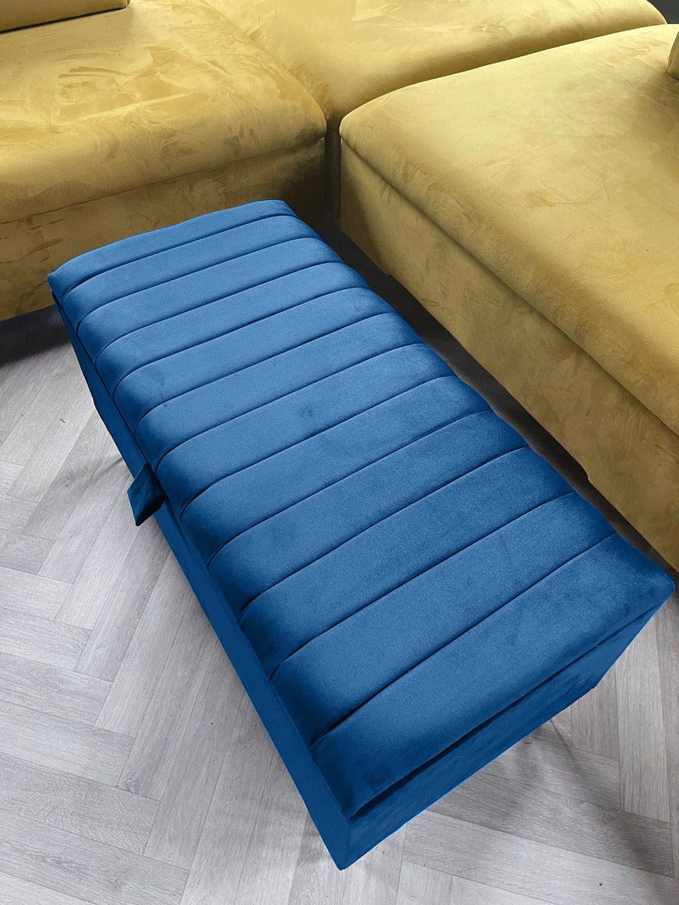 Rectangle line panel storage bench, Footstool coffee table