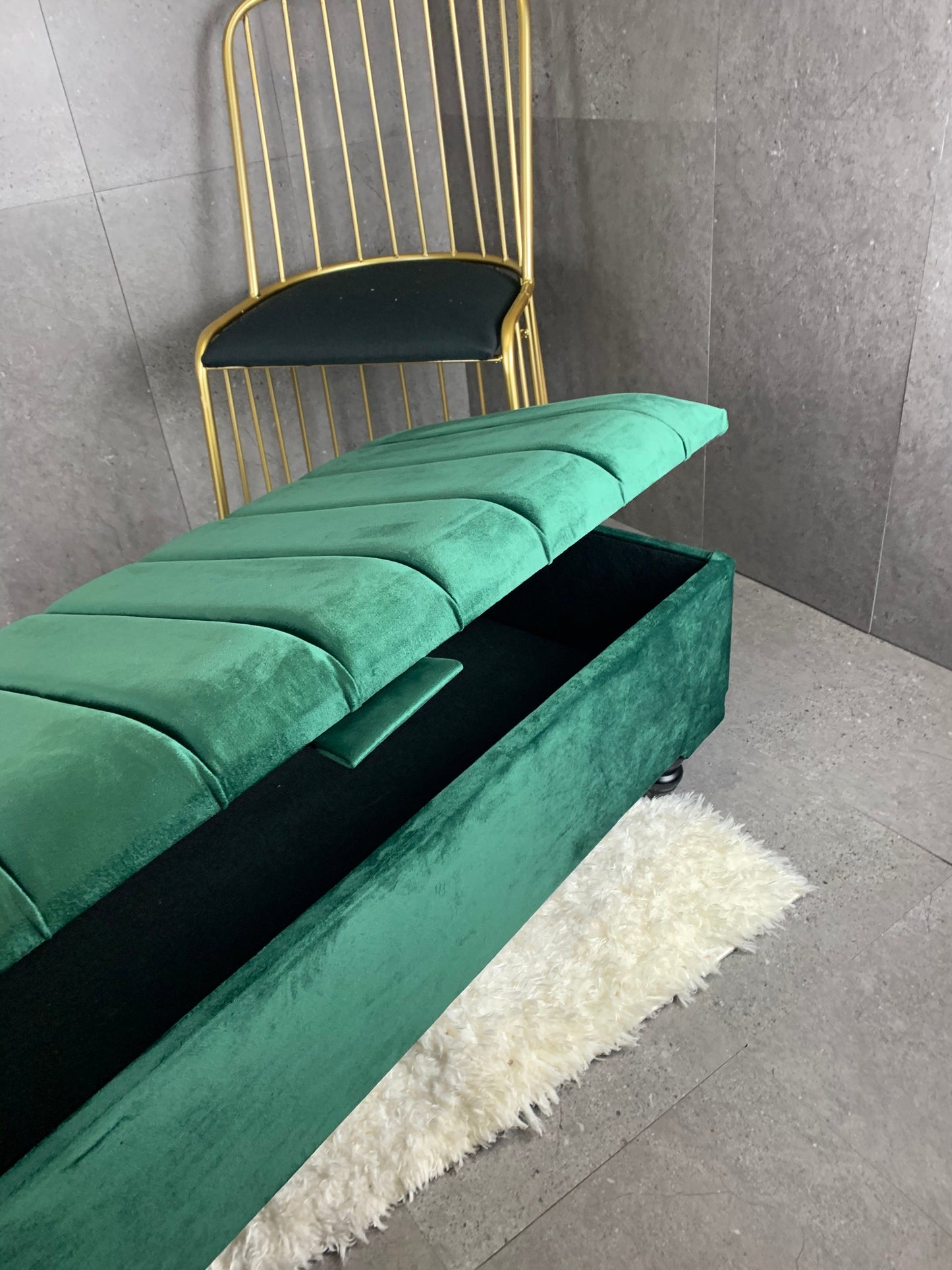 Rectangle line panel storage bench, Footstool coffee table