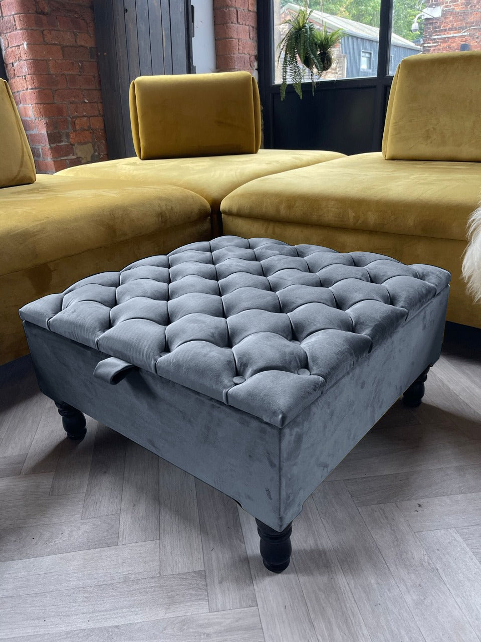 PREMIUM Velvet Square Ottoman Storage bench | coffee Table