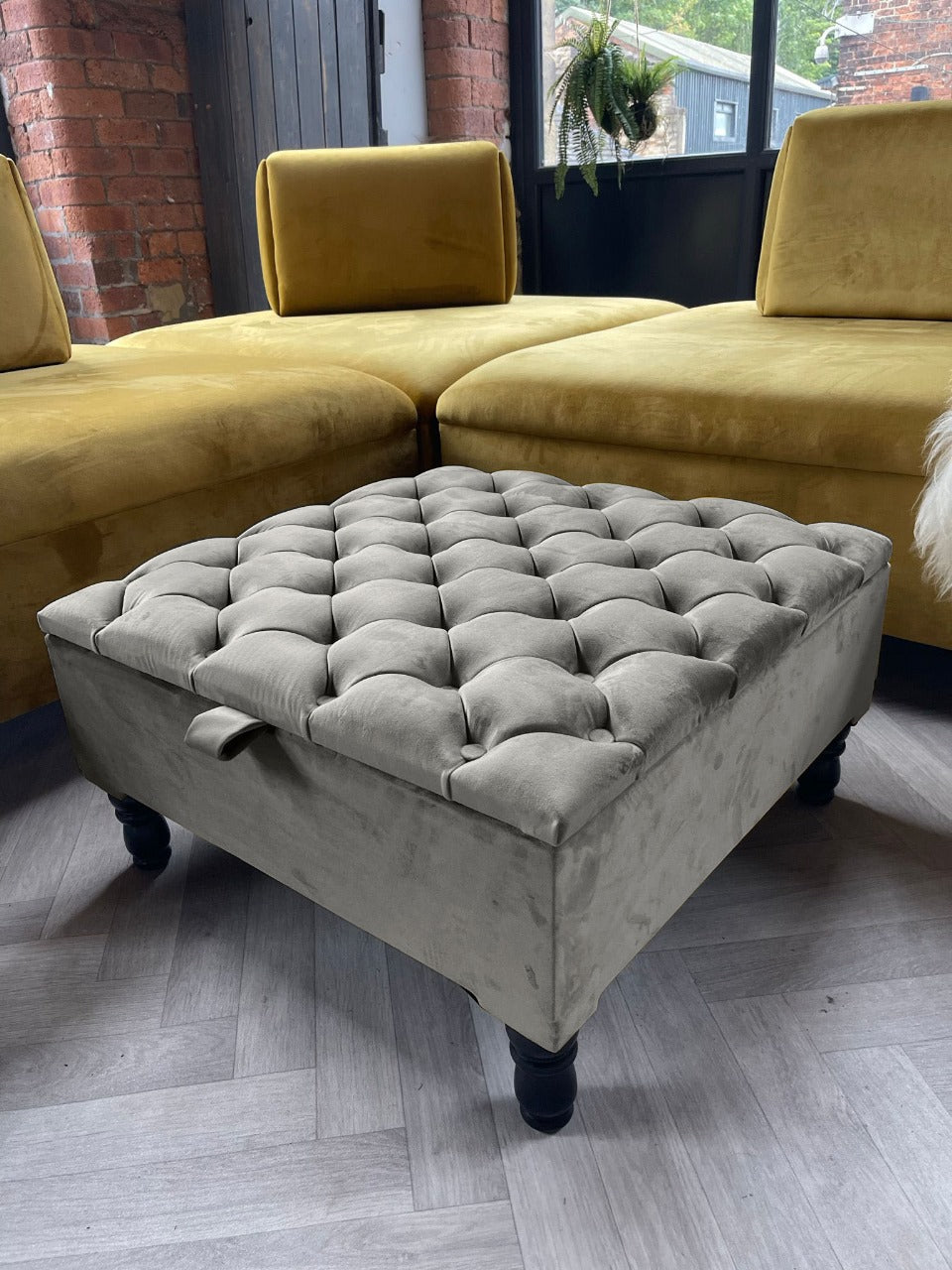 PREMIUM Velvet Square Ottoman Storage bench | coffee Table