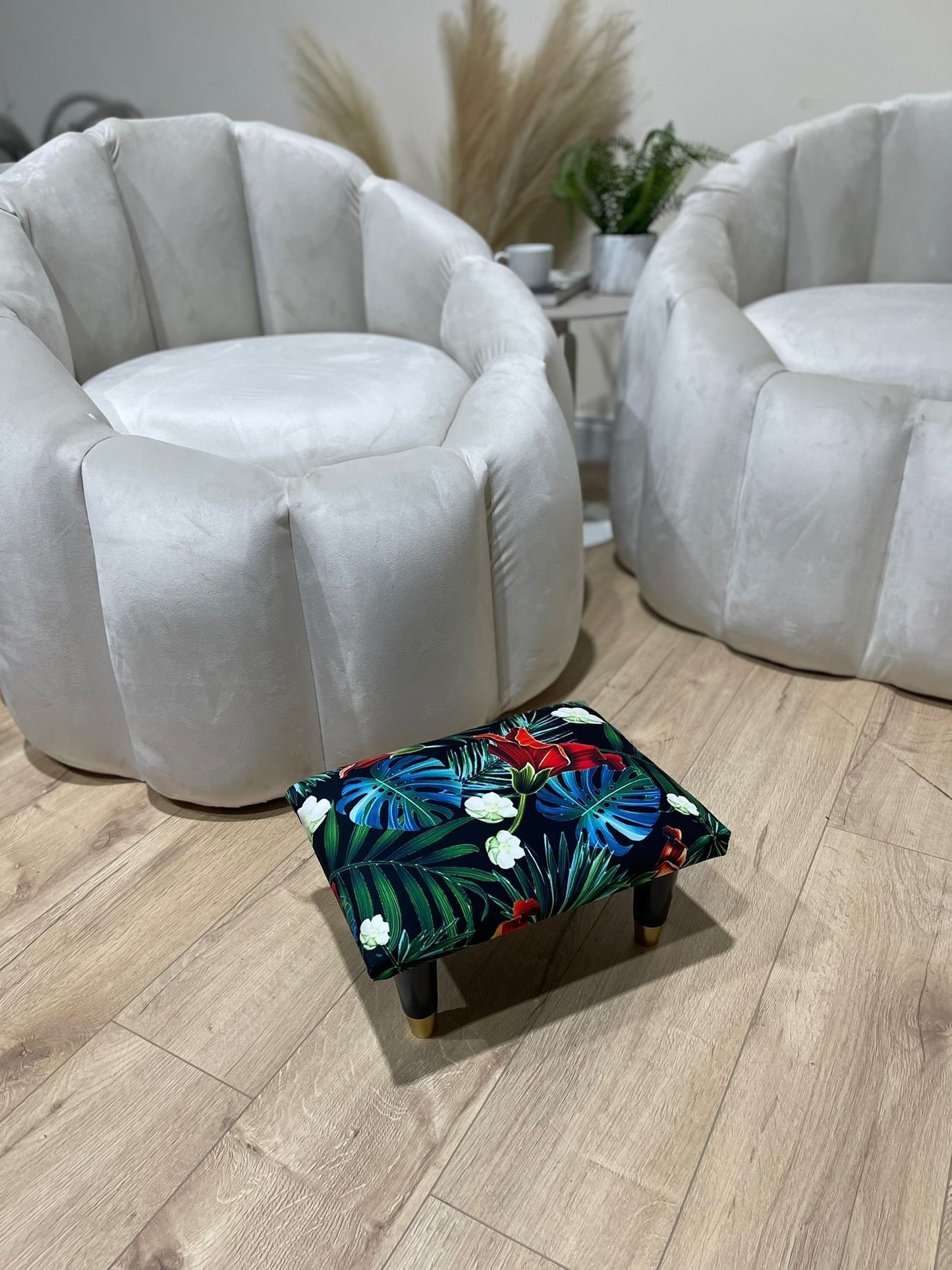 Small forrest floral footrest pouffe