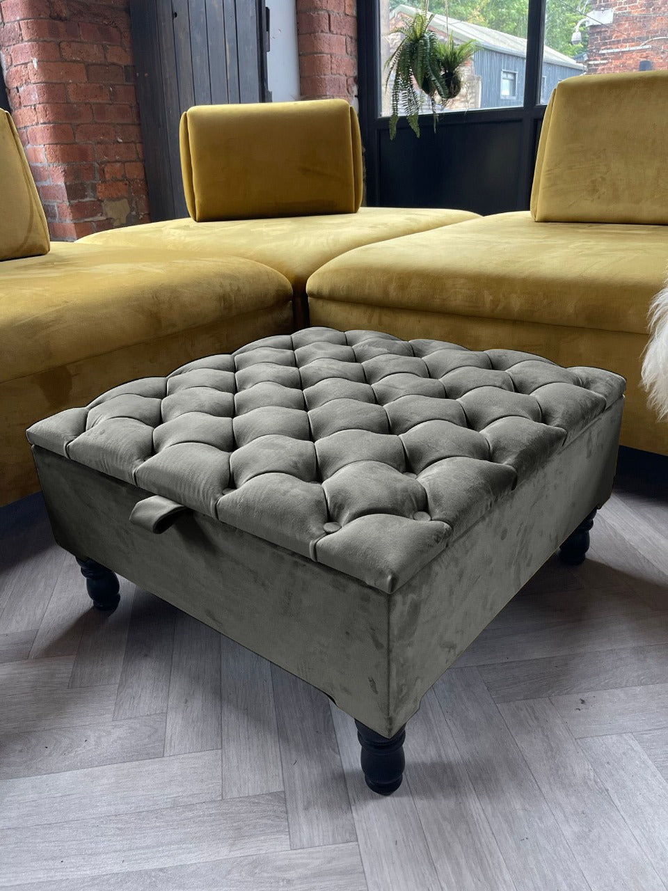 PREMIUM Velvet Square Ottoman Storage bench | coffee Table