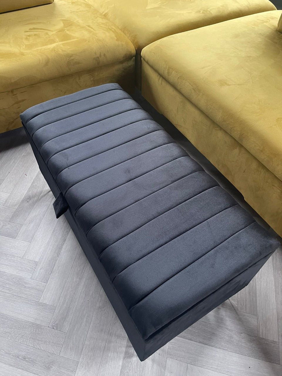 Rectangle line panel storage bench, Footstool coffee table