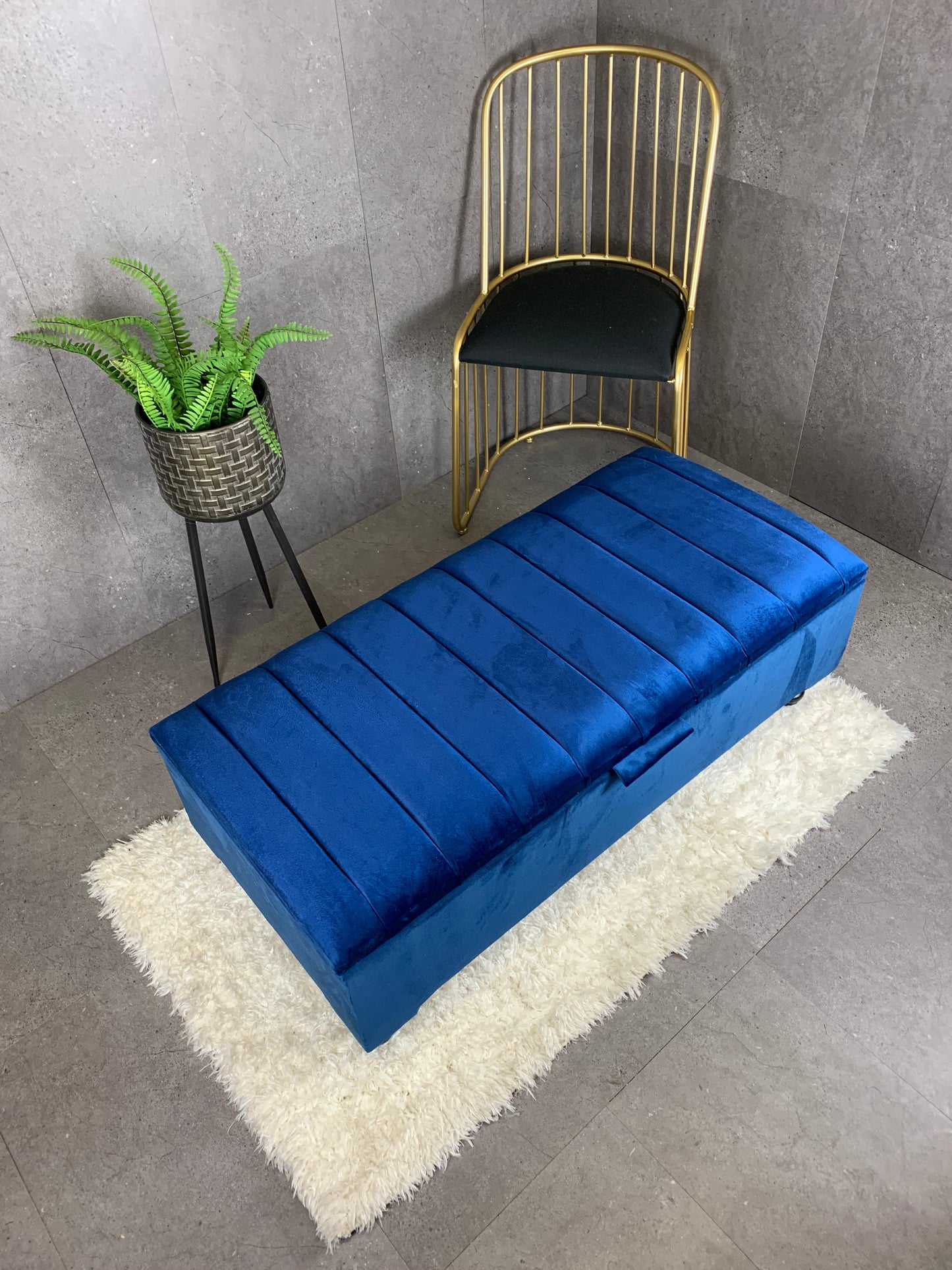 Rectangle line panel storage bench, Footstool coffee table