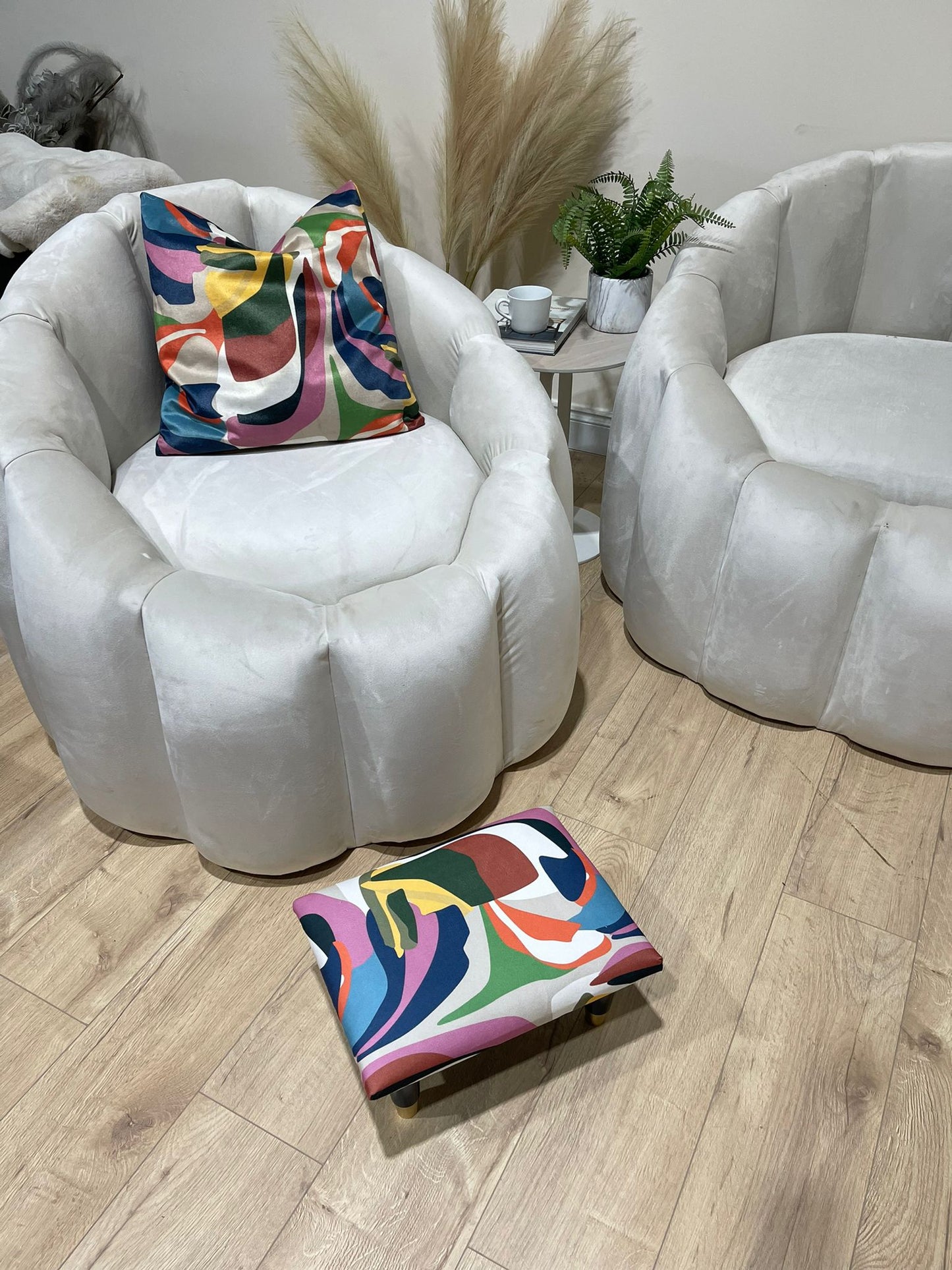 Small multi colour footrest pouffe