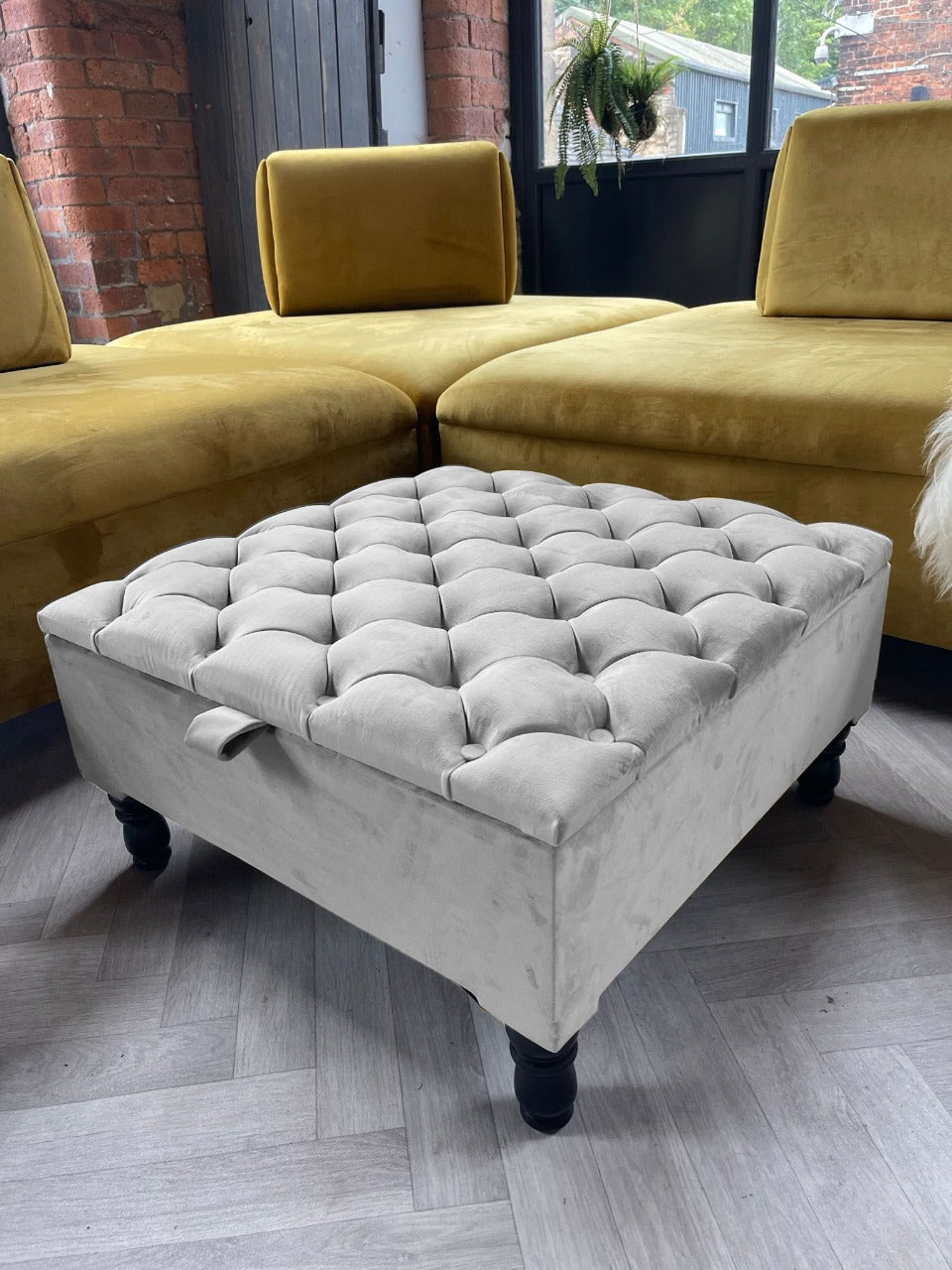 PREMIUM Velvet Square Ottoman Storage bench | coffee Table