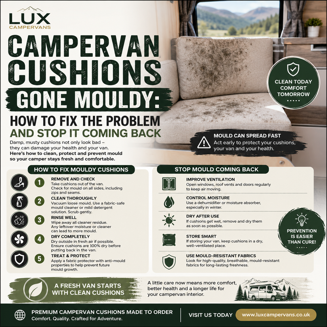 Campervan Cushions Gone Mouldy? How To Fix It | LuxCampervans