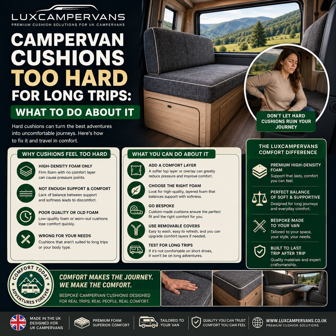 CAMPERVAN CUSHIONS TOO HARD FOR LONG TRIPS: WHAT TO DO ABOUT IT