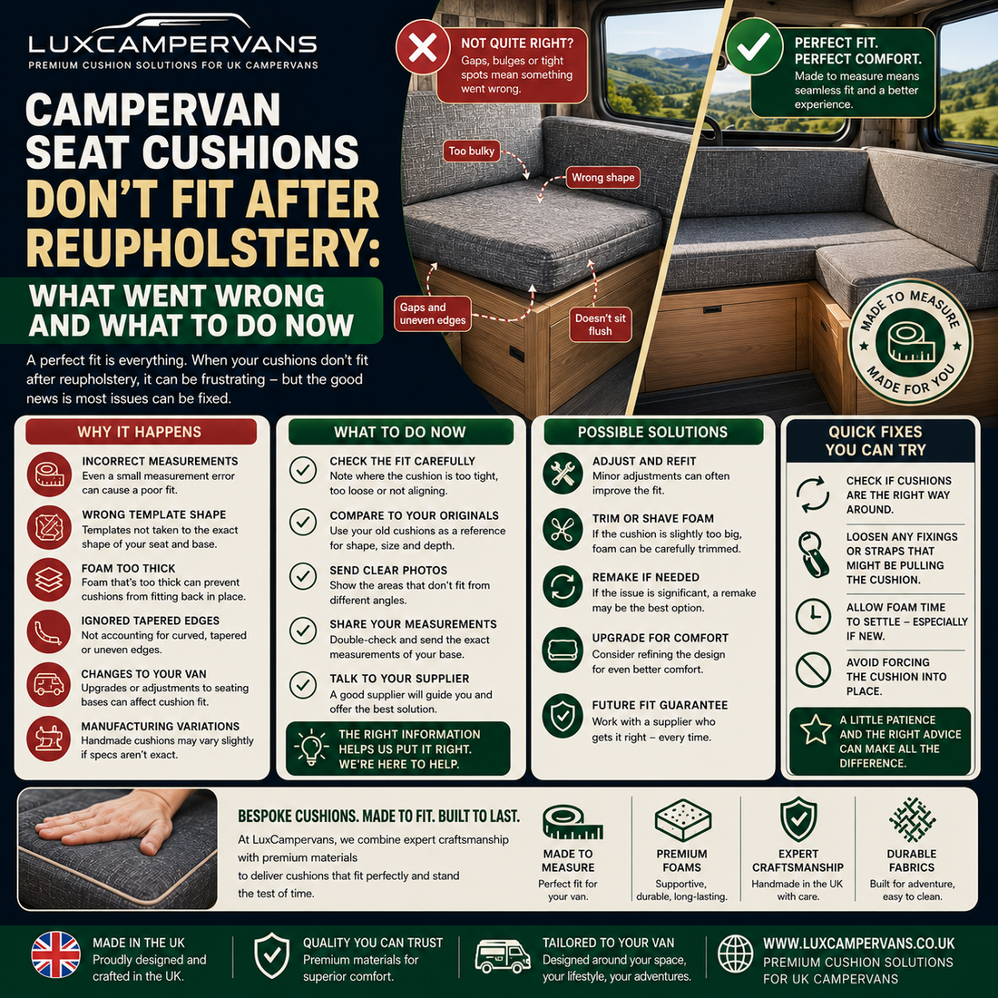 CAMPERVAN SEAT CUSHIONS DON'T FIT AFTER REUPHOLSTERY: WHAT WENT WRONG AND WHAT TO DO NOW