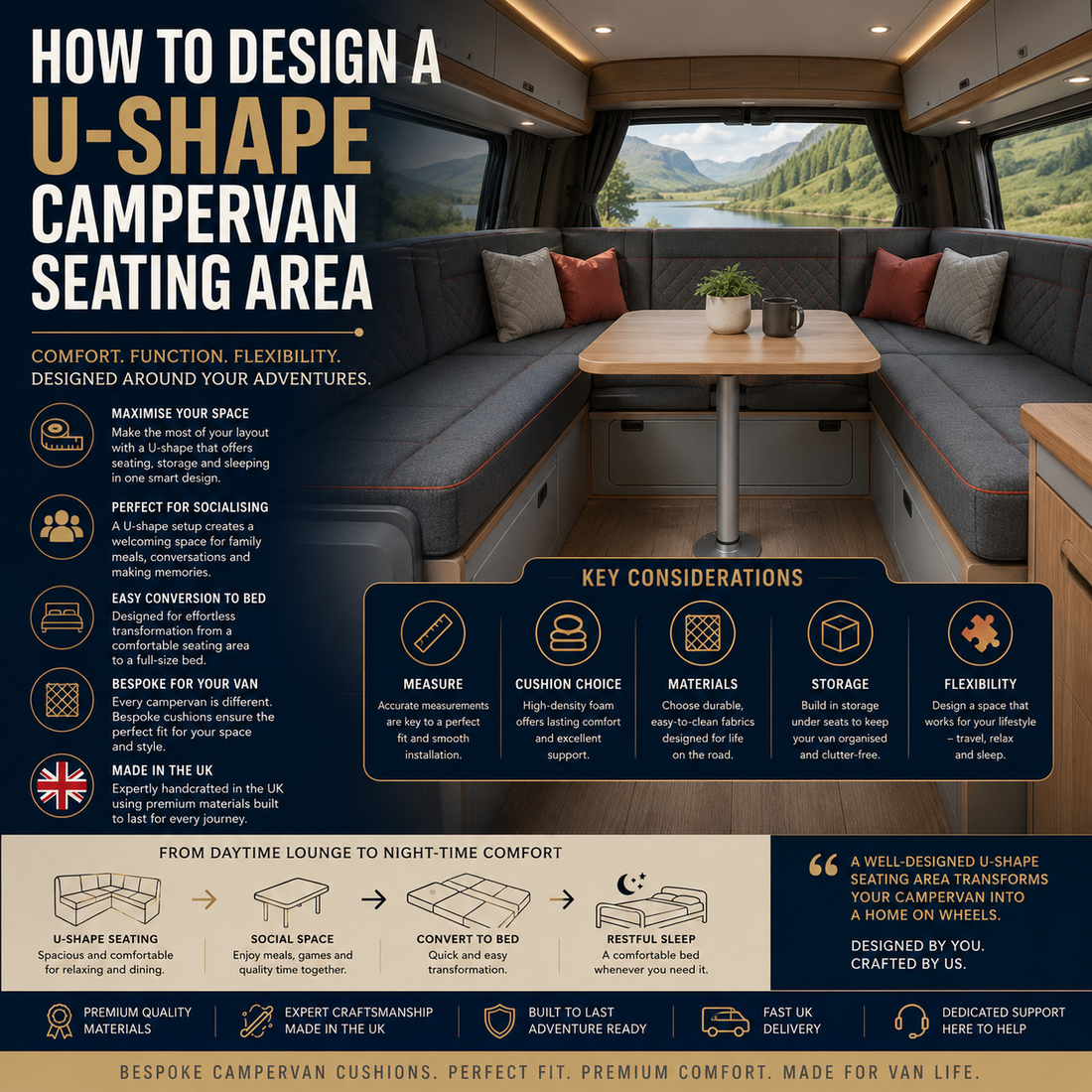 HOW TO DESIGN A U-SHAPE CAMPERVAN SEATING AREA