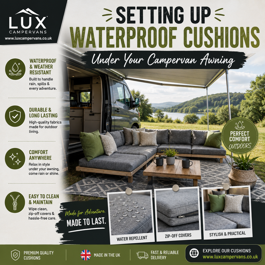 Setting Up Waterproof Cushions Under Your Campervan Awning