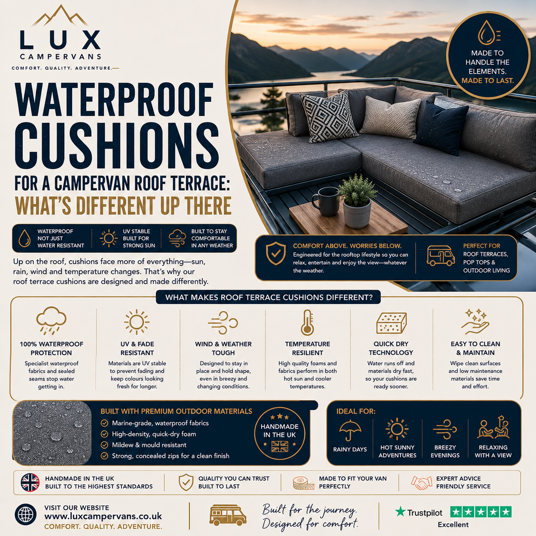 Waterproof Cushions for a Campervan Roof Terrace: What's Different Up There