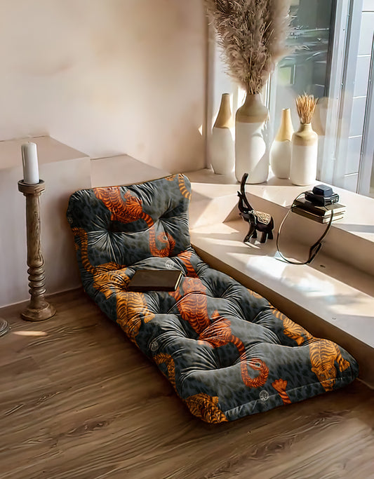 Twin tiger velvet floor seating