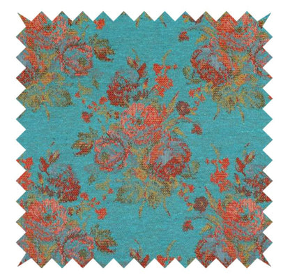 PREMIUM Teal Blue Floral Chenille