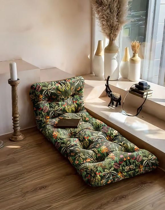 GREEN PETAL PRINT FLOOR SEATING