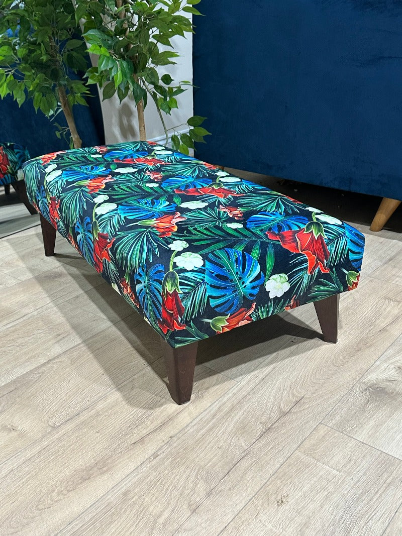 Blue jungle floral Ottoman seat 
