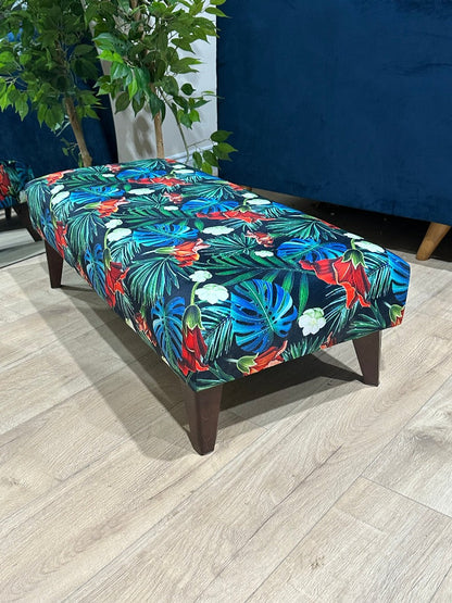 Blue jungle floral Ottoman seat 