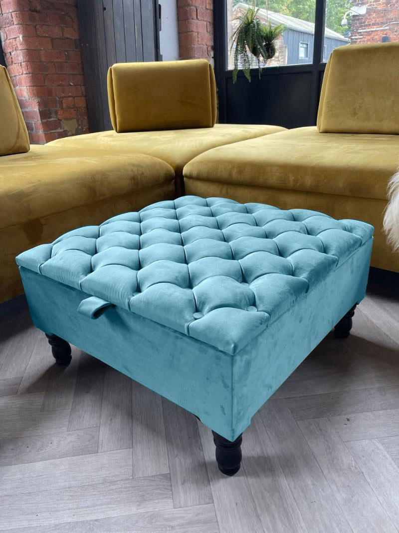 Premium duck egg Square Ottoman storage   
