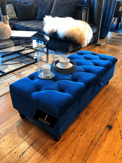 Navy Blue Ottoman Storage UK | Large Navy Blue Ottoman Bench