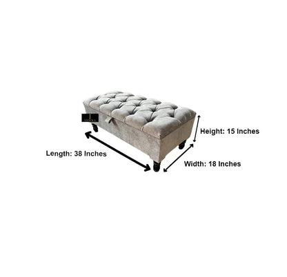 SIlver naples Ottoman Storage Bench, Silver Footstool Pouffe