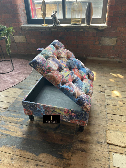 PREMIUM Ottoman storage square Demask multicolour