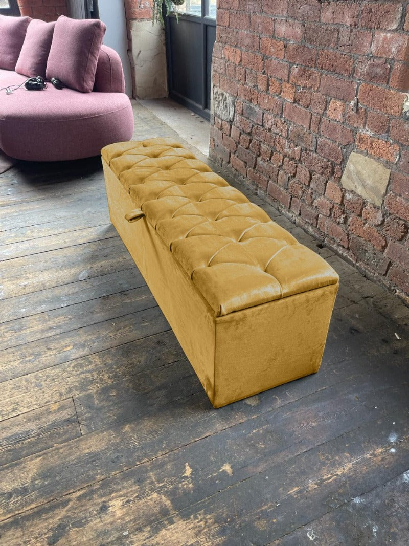 gold seat chesterfield Ottoman storage   