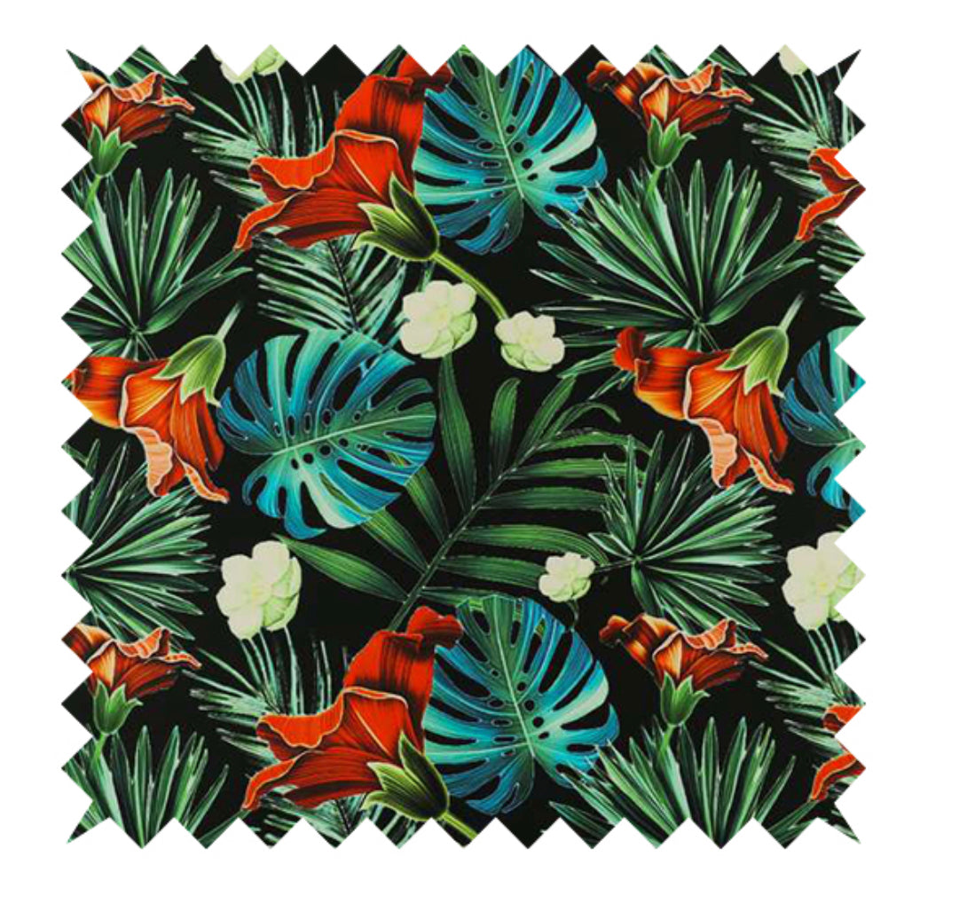 Blue jungle floral footstool pouffe footrest table or coffee table