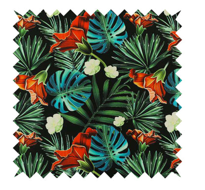 Blue jungle floral footstool pouffe footrest table or coffee table