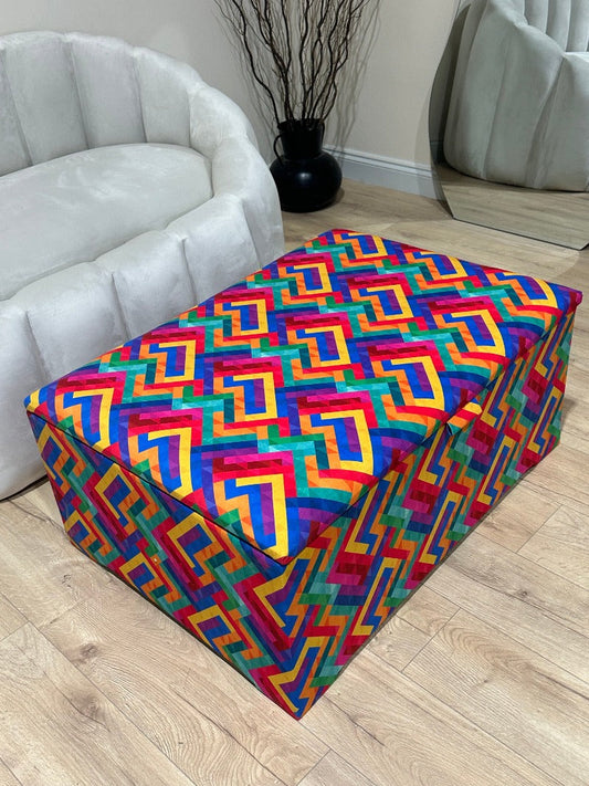 Premium large trem multicolour Ottoman footstool