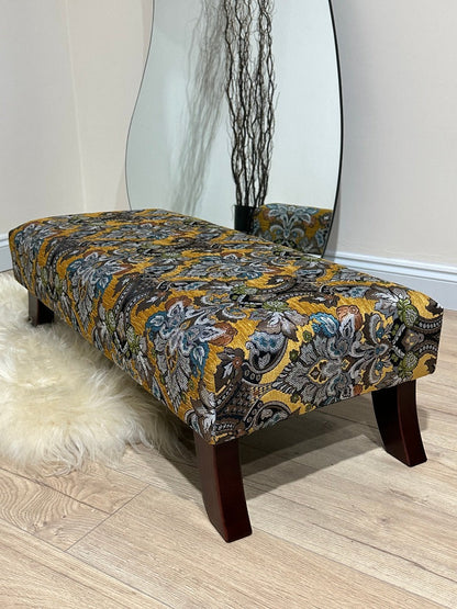PREMIUM MUSTARD FOLD FLORAL Ottoman footstool