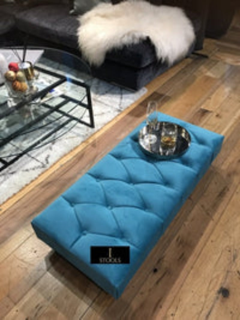 Aqua Chesterfield Ottoman footstool