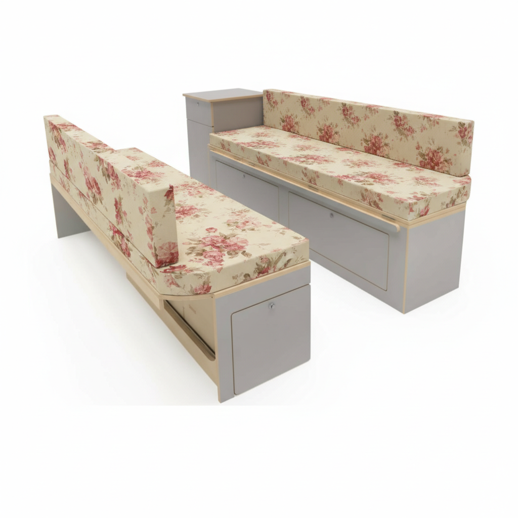 Vintage Cream Rose Campervan Cushions | Romantic Floral Chintz Upholstery