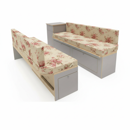 Vintage Cream Rose Campervan Cushions | Romantic Floral Chintz Upholstery