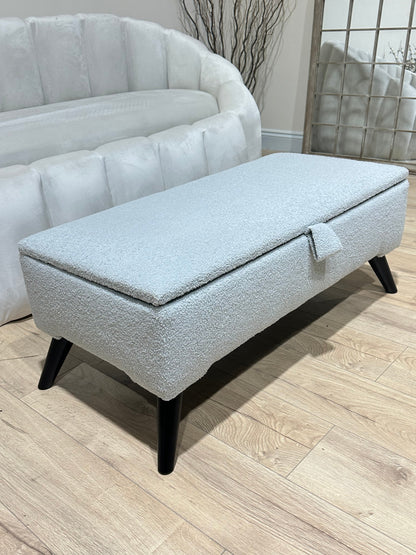 PREMIUM pale grey storage Bench seat coffee table