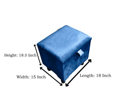 Blue Small Plain coffee table Storage Box | Blue Small Ottoman | Blue Ottoman Storage
