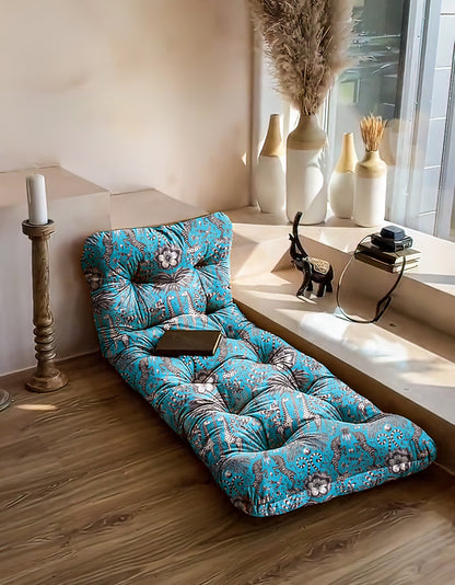 Safari animal teal blue floral floor seating