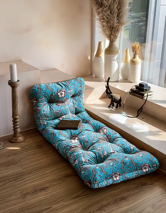 Safari animal teal blue floral floor seating