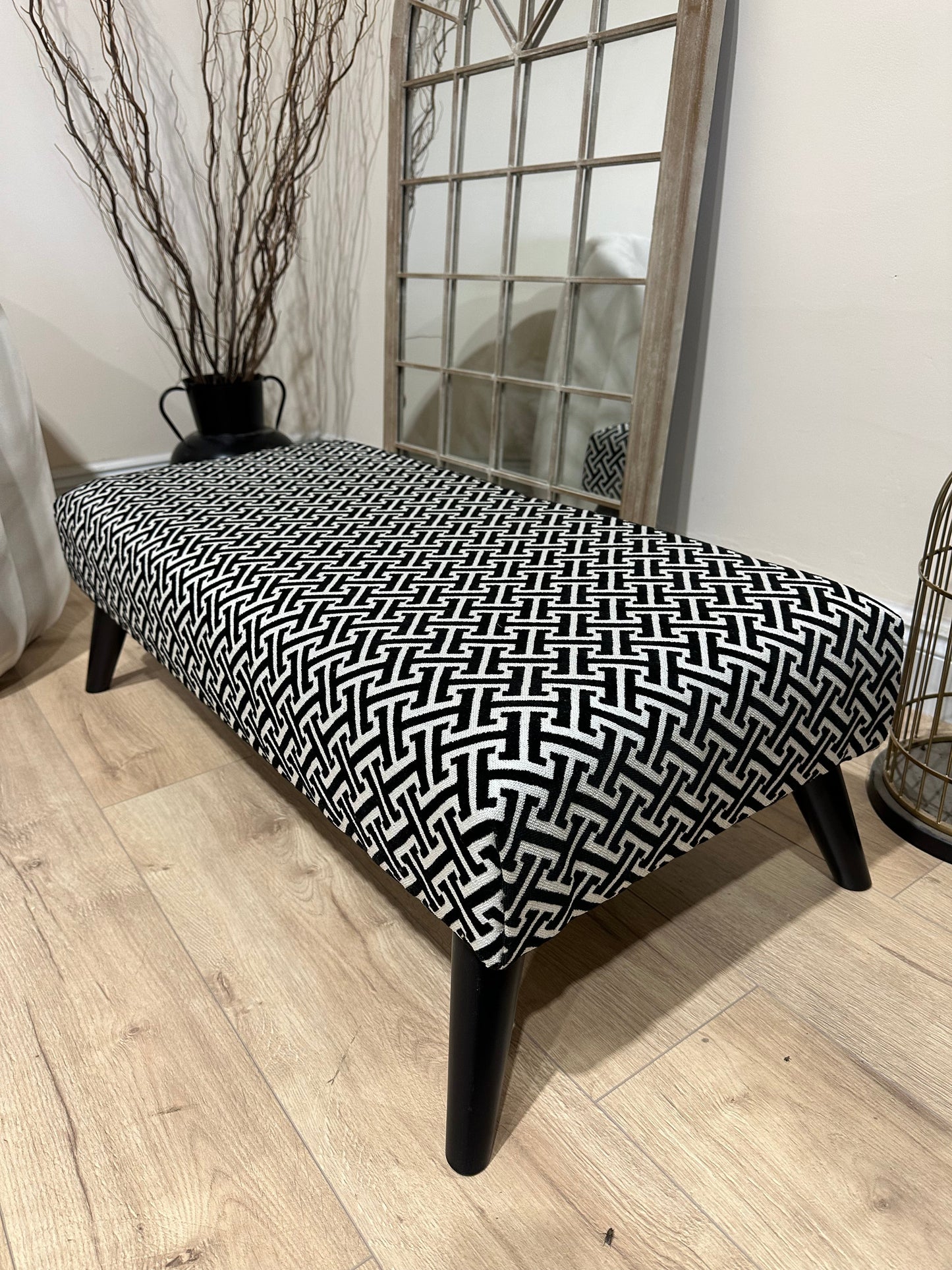 PREMIUM Eden embossed pattern Footstool window bay seat pouffe coffee table