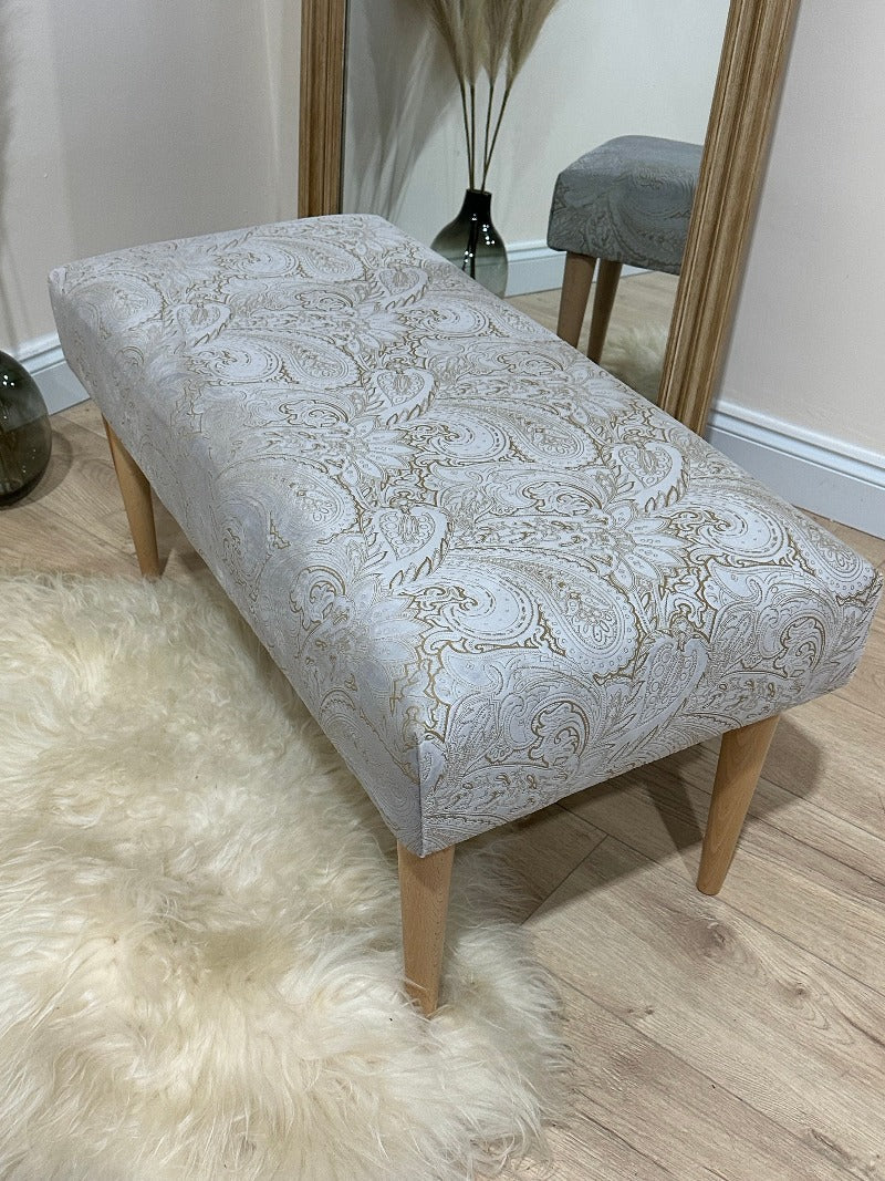 Premium floral patterned champagne Ottoman seat 